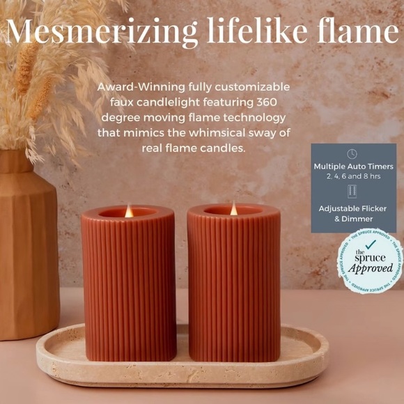 Terracotta Ribbed Candle Set - Picture 2 of 4